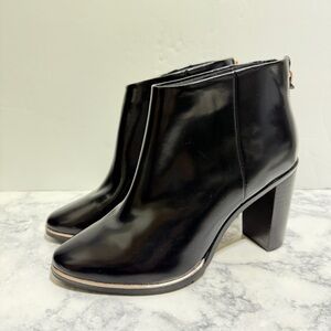 Ted Baker Vaully shiny black Leather High Heel Ankle Booties Boots Size 37